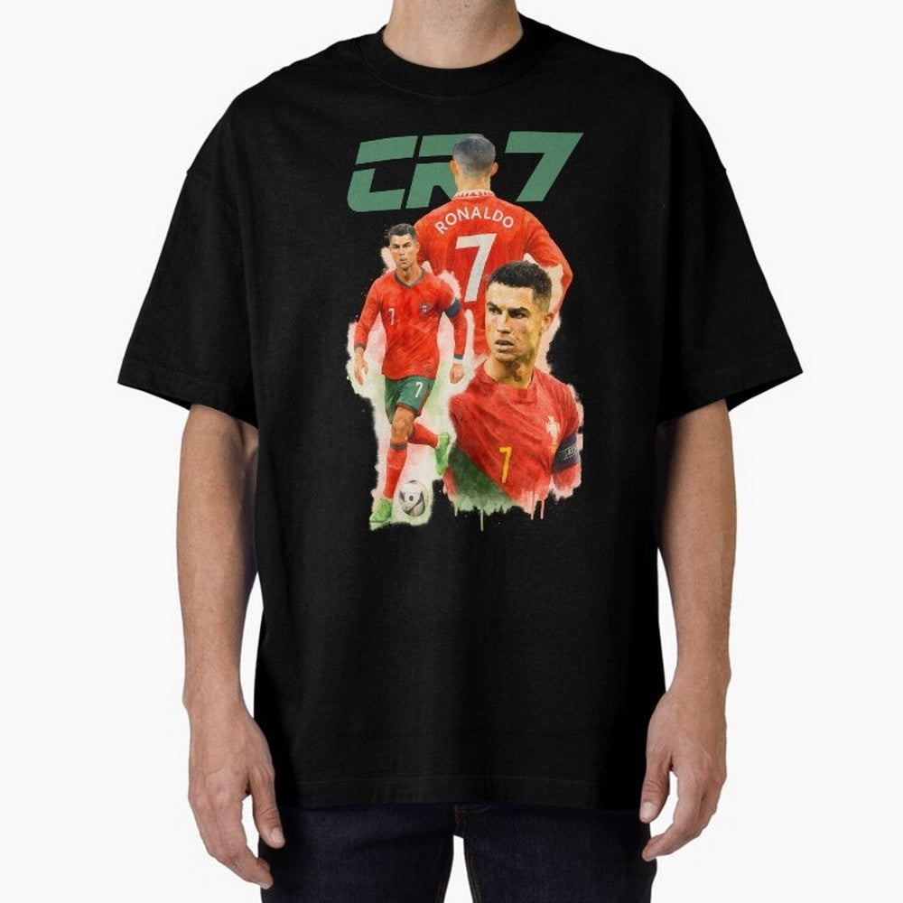 CR7 Cristiano Ronaldo illustration watercolour Oversized T-Shirt Honor the Football Icons of Match Day Hype around FIFA World Cup 2026 Group Stage, Mbappe, France, Global Supporter Spirit, Legendary Goals, National Colors and Tournament