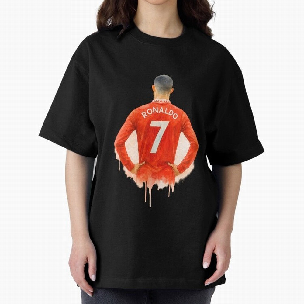 CR7 Cristiano Ronaldo potrait art a powerful moment artwork Oversized T-Shirt Back Your Heroes with FIFA World Cup 2026 Inspired by Messi and Cristiano Ronaldo, Netherlands Energy, Match Day Excitement, Supporter Culture, Golden Goals and Global