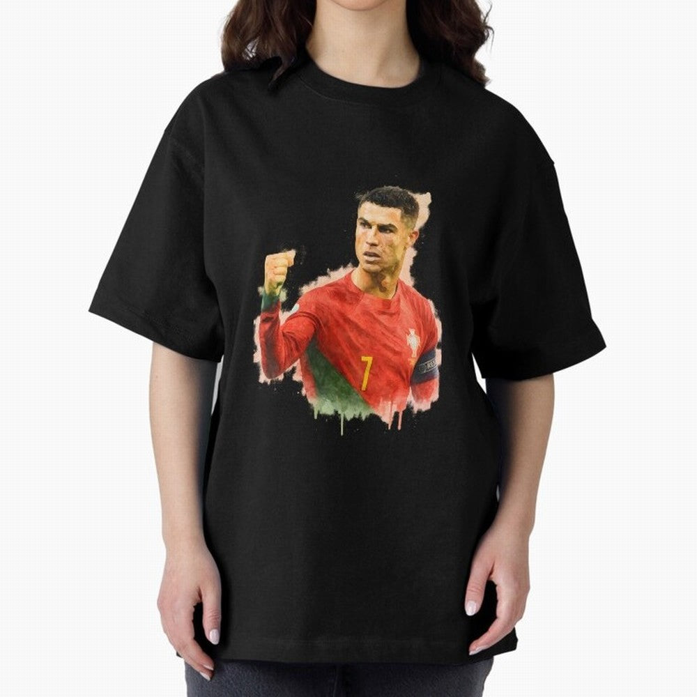 CR7 Cristiano Ronaldo potrait a powerful moment artwork Oversized T-Shirt Fuel FIFA World Cup 2026 Group Stage Inspired by Haaland and Mbappe, Brazil Energy, Championship Spirit, Famous Goals, Roaring Crowds and International Football Unity; Great