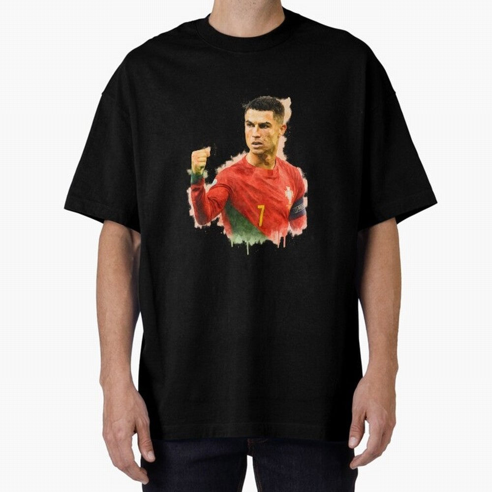 CR7 Cristiano Ronaldo potrait a powerful moment artwork Oversized T-Shirt Fuel FIFA World Cup 2026 Group Stage Inspired by Haaland and Mbappe, Brazil Energy, Championship Spirit, Famous Goals, Roaring Crowds and International Football Unity; Great