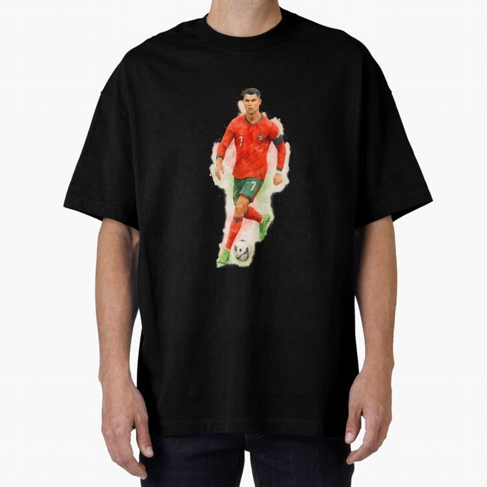 CR7 Cristiano Ronaldo a powerful moment artwork Oversized T-Shirt Relive Legendary Nights from FIFA World Cup 2026 Spirit, Driven by Germany, Mbappe, Championship Spirit, Famous Goals, Roaring Crowds and International Football Unity; Great for