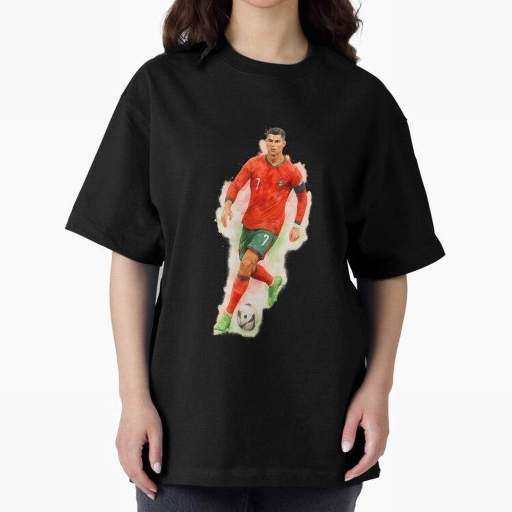 CR7 Cristiano Ronaldo a powerful moment artwork Oversized T-Shirt Relive Legendary Nights from FIFA World Cup 2026 Spirit, Driven by Germany, Mbappe, Championship Spirit, Famous Goals, Roaring Crowds and International Football Unity; Great for