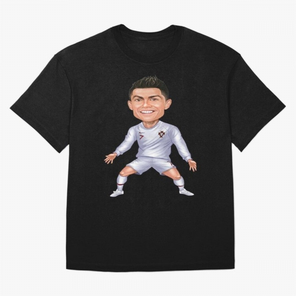 Cristiano Ronaldo Cartoon Oversized T-Shirt Feel International Energy from Global Football Passion for FIFA World Cup 2026, Connected to Haaland and Mbappe, Spain, Supporter Pride, Iconic Celebrations, Legendary Names and Global Match Day Energy;