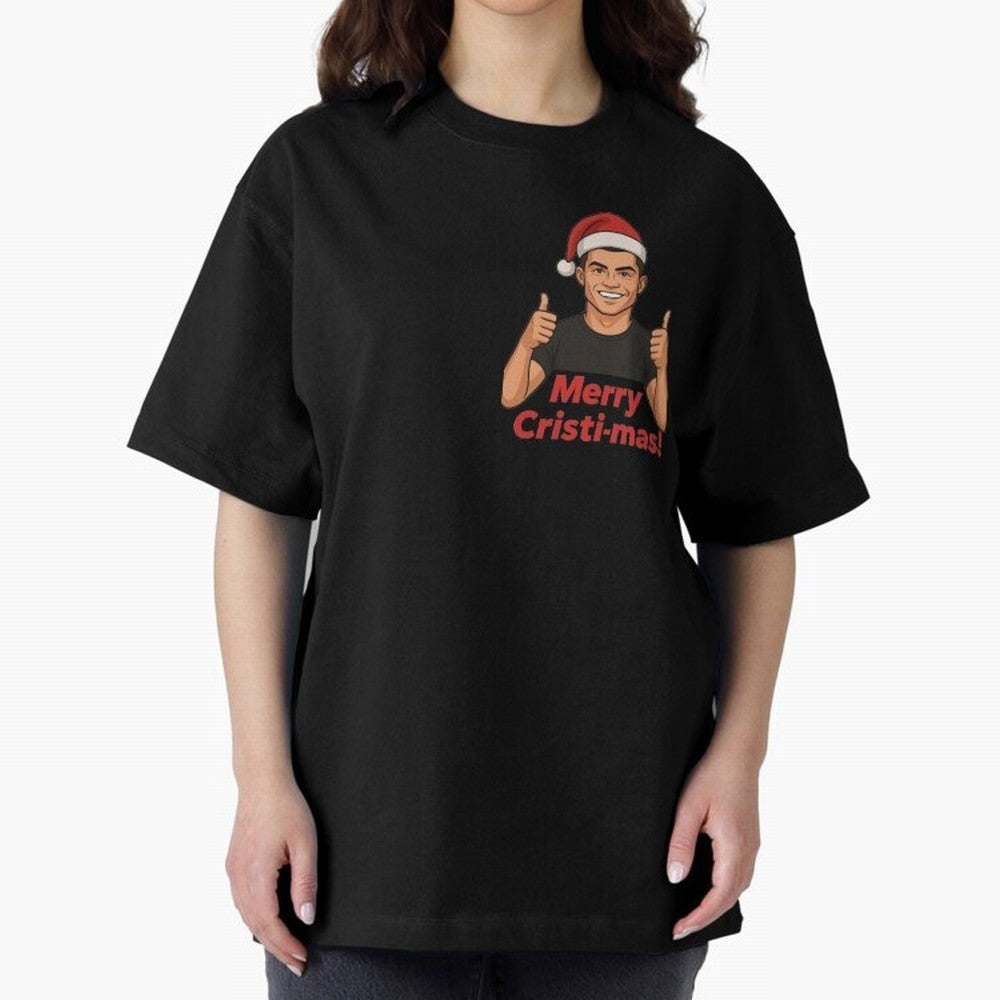 Merry Cristi-mas! CR7 Xmas holiday cheer Oversized T-Shirt Show Fan Pride Across the FIFA World Cup 2026 Journey through Cristiano Ronaldo Highlights, Spain Pride, Retro Football Energy, Iconic Rivalries, Trophy Chase Drama and Stadium Atmosphere;