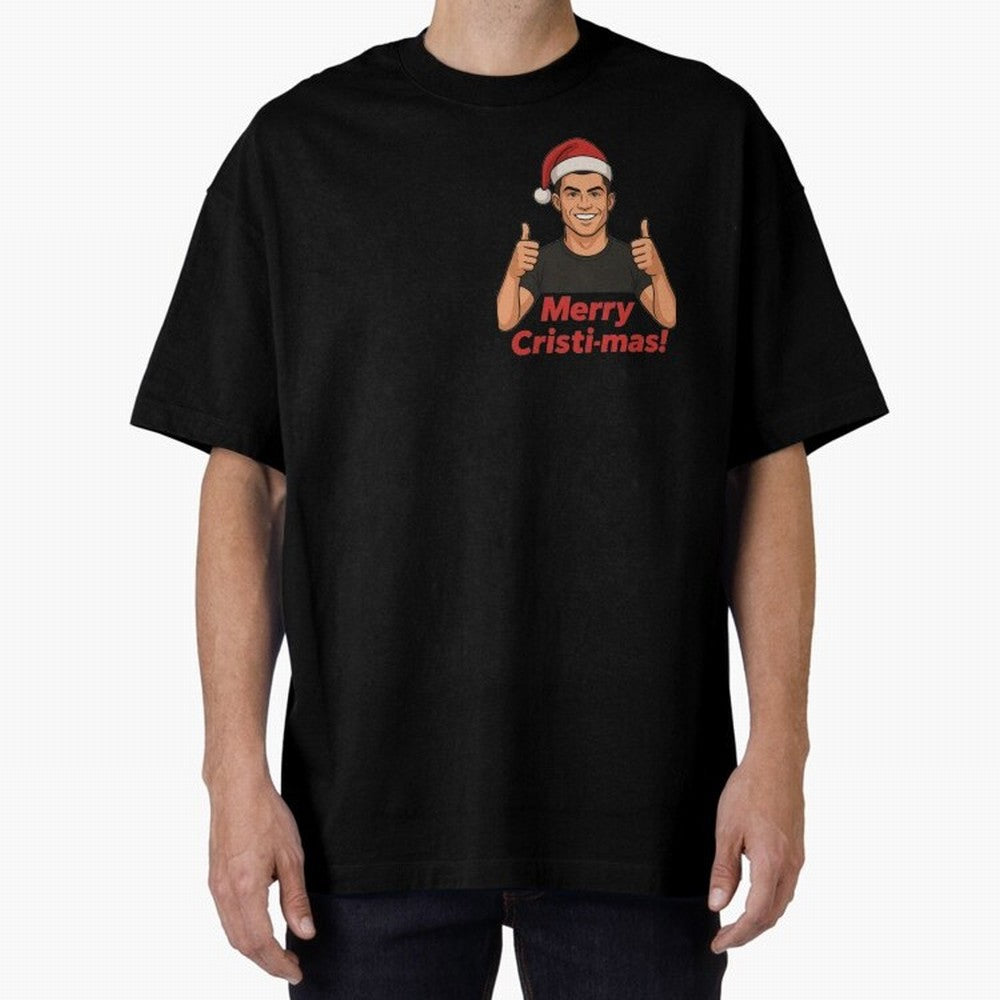 Merry Cristi-mas! CR7 Xmas holiday cheer Oversized T-Shirt Show Fan Pride Across the FIFA World Cup 2026 Journey through Cristiano Ronaldo Highlights, Spain Pride, Retro Football Energy, Iconic Rivalries, Trophy Chase Drama and Stadium Atmosphere;
