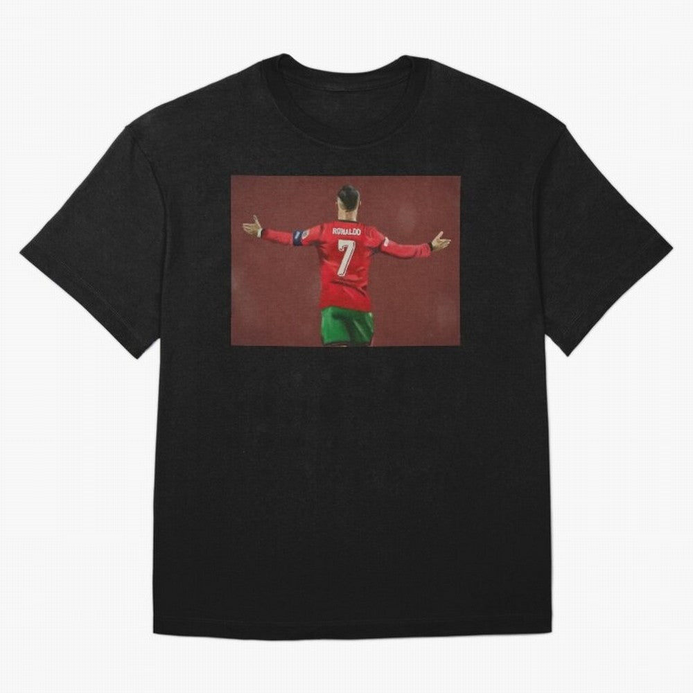 Cristiano Ronaldo portrait painting Oversized T-Shirt Support Iconic Players in FIFA World Cup 2026 USA Canada Mexico Capturing CR7 and Messi, Argentina and Brazil Energy, Champion Mindset, Group Stage Buzz, Knockout Tension and Passionate Fan