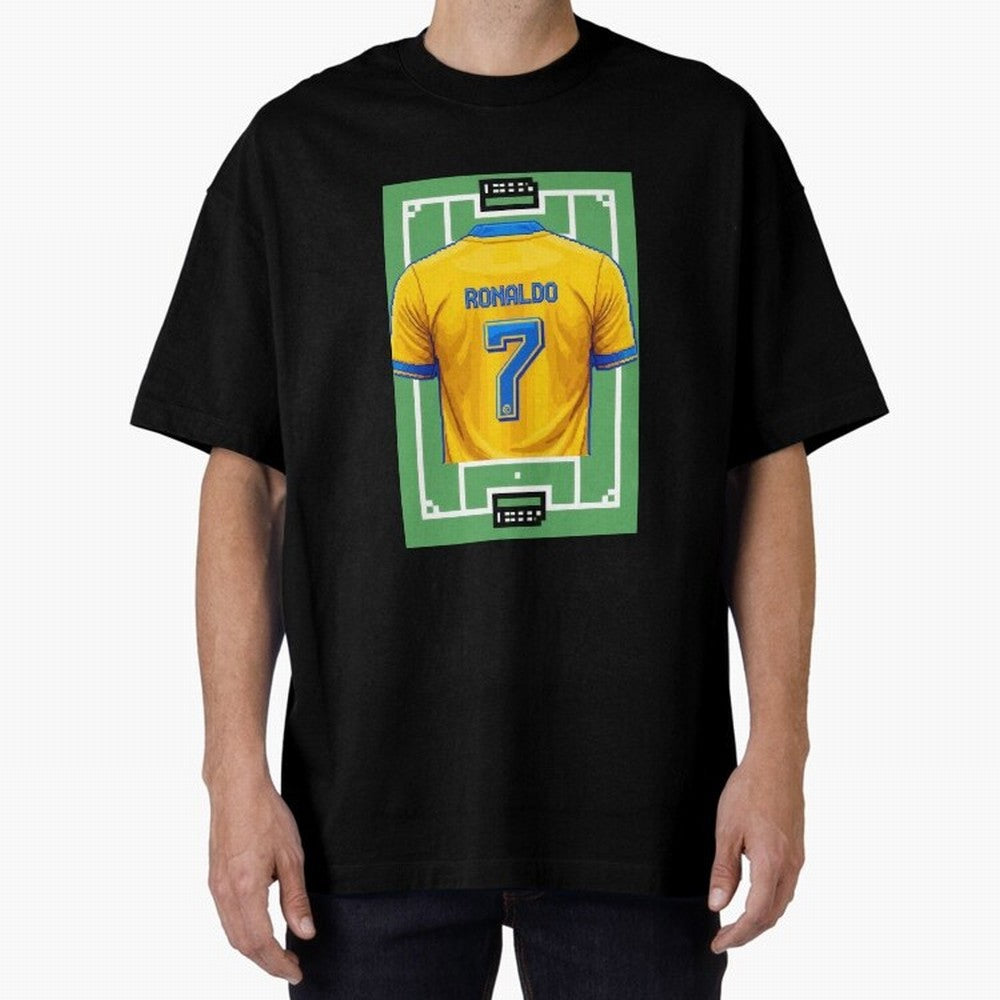 Cristiano Ronaldo Al-Nassr 8-Bit Soccer Football Oversized T-Shirt Honor Global Football Passion for FIFA World Cup 2026, Filled with Cristiano Ronaldo, Haaland and CR7, Argentina, France and Brazil, Tournament Hype, Historic Matchups, Family