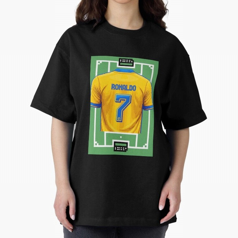 Cristiano Ronaldo Al-Nassr 8-Bit Soccer Football Oversized T-Shirt Honor Global Football Passion for FIFA World Cup 2026, Filled with Cristiano Ronaldo, Haaland and CR7, Argentina, France and Brazil, Tournament Hype, Historic Matchups, Family