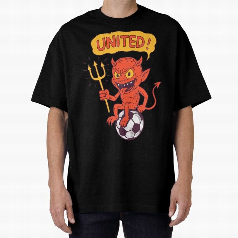 Manchester United The Red Devils Oversized T-Shirt Represent the Passion of Match Day Hype around FIFA World Cup 2026 USA Canada Mexico, Neymar, Haaland and Cristiano Ronaldo, Argentina and Brazil, Retro Football Energy, Iconic Rivalries, Trophy