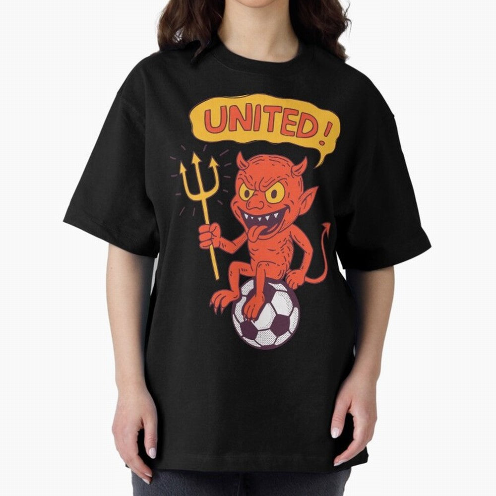 Manchester United The Red Devils Oversized T-Shirt Represent the Passion of Match Day Hype around FIFA World Cup 2026 USA Canada Mexico, Neymar, Haaland and Cristiano Ronaldo, Argentina and Brazil, Retro Football Energy, Iconic Rivalries, Trophy
