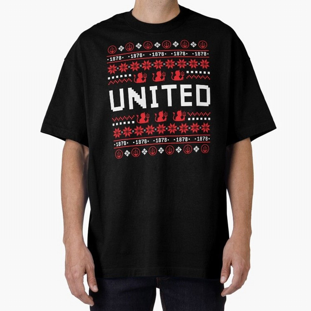Manchester United Christmas Oversized T-Shirt Show Up for the Glory of Match Day Hype around FIFA World Cup 2026 USA Canada Mexico, Messi and Cristiano Ronaldo, Argentina and Brazil, Vintage Soccer Flavor, Modern Football Stars, National Flags and