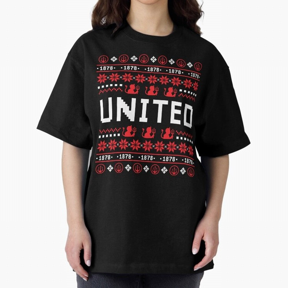 Manchester United Christmas Oversized T-Shirt Show Up for the Glory of Match Day Hype around FIFA World Cup 2026 USA Canada Mexico, Messi and Cristiano Ronaldo, Argentina and Brazil, Vintage Soccer Flavor, Modern Football Stars, National Flags and