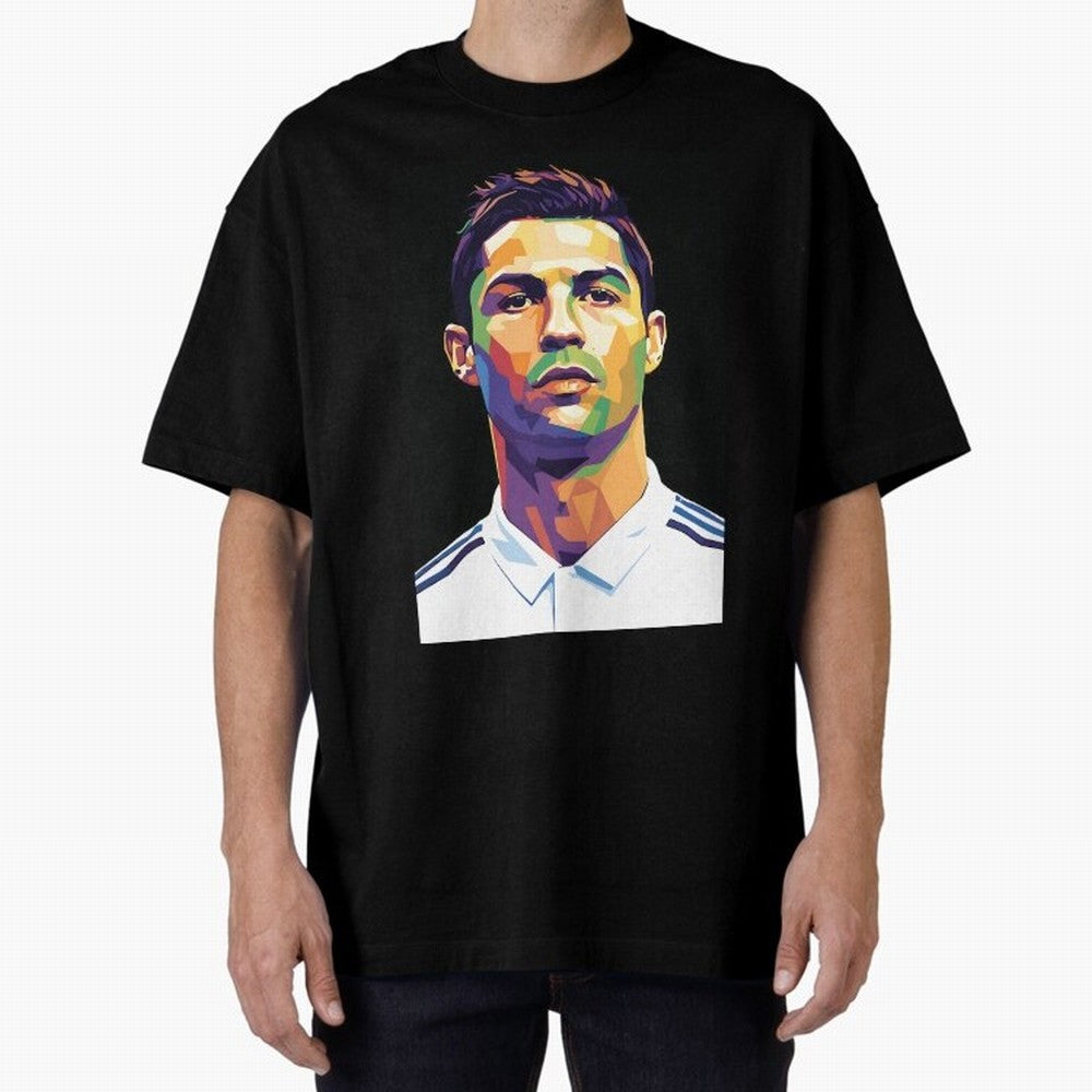 Cristiano Ronaldo Wpap Art Oversized T-Shirt Celebrate the Magic of FIFA World Cup 2026 USA Canada Mexico for Fans of CR7 and Messi and Portugal, Bringing Game Day Rituals, Football Legends, Country Pride and the Road to the Final; Made for Die