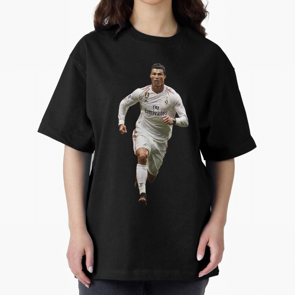 Cristiano Ronaldo runner Oversized T-Shirt Fuel Global Football Passion for FIFA World Cup 2026 Group Stage, with Messi and Cristiano Ronaldo, Portugal, Champion Mindset, Group Stage Buzz, Knockout Tension and Passionate Fan Culture; Ideal for Fans