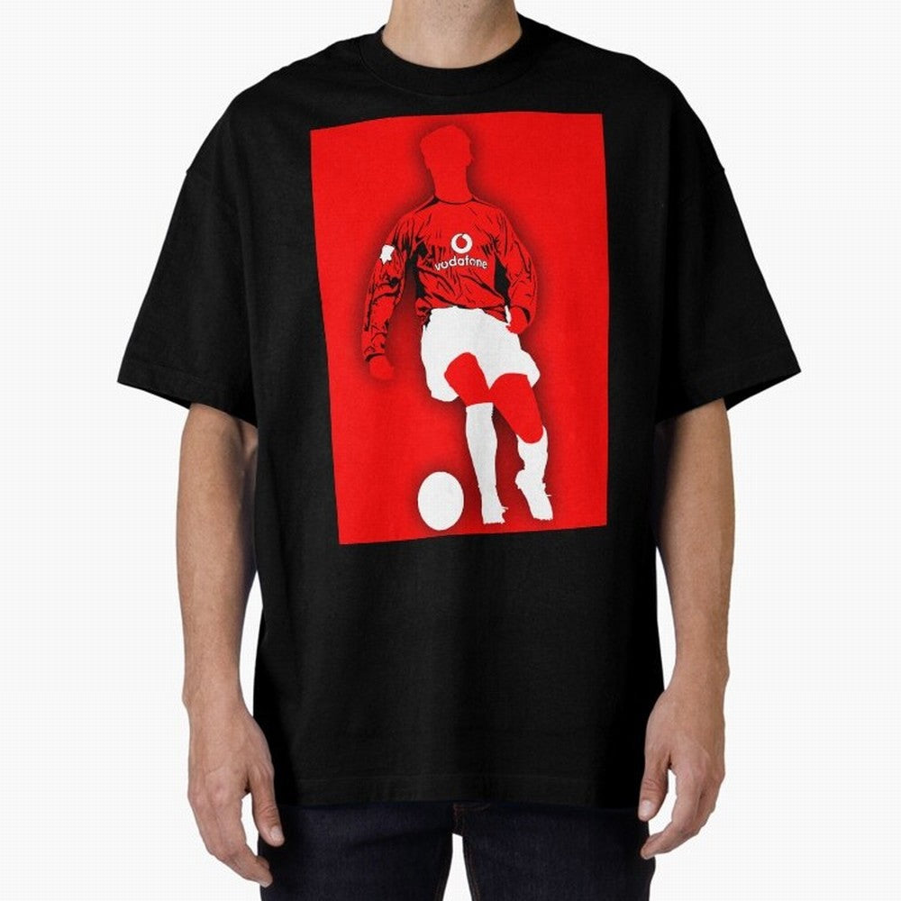 Cristiano Ronaldo Manchester United Silhouette ¨C Legendary Red Devil Artwork by GrizzlyGFX Oversized T-Shirt Carry National Pride through the FIFA World Cup 2026 Journey through Messi and Cristiano Ronaldo Highlights, Argentina Pride, Vintage