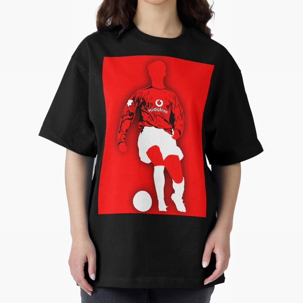 Cristiano Ronaldo Manchester United Silhouette ¨C Legendary Red Devil Artwork by GrizzlyGFX Oversized T-Shirt Carry National Pride through the FIFA World Cup 2026 Journey through Messi and Cristiano Ronaldo Highlights, Argentina Pride, Vintage