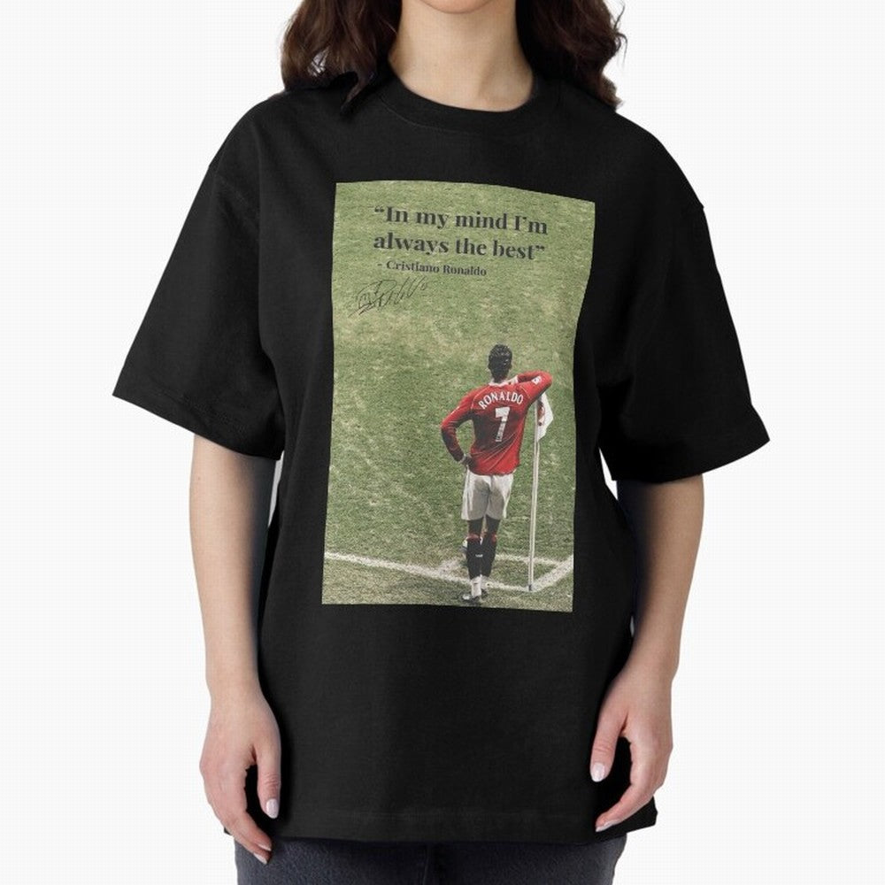 Cristiano Ronaldo Motivation Oversized T-Shirt Keep the Match Day Mood of FIFA World Cup 2026 USA Canada Mexico Spirit, Featuring Spain and Netherlands, Haaland, Game Day Rituals, Football Legends, Country Pride and the Road to the Final; Ideal for