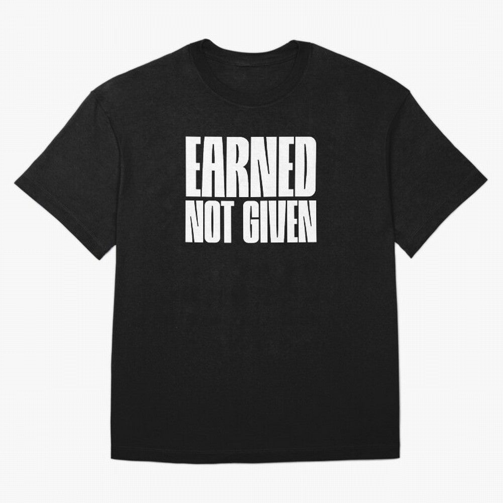 Earned not given white Oversized T-Shirt Celebrate Football Dreams Across FIFA World Cup 2026 Spirit, Built around Spain, Mbappe, Football Passion, Legendary Performances, Festival Vibes and Supporter Community; Built for Supporters Chasing Trophy