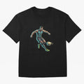Cyberpunk Cristiano Ronaldo: Futuristic CR7 Kicking Glowing Soccer Ball Fan Art Oversized T-Shirt Show Support during Global Football Passion for FIFA World Cup 2026 USA Canada Mexico, Driven by Mbappe, Portugal, Supporter Pride, Iconic