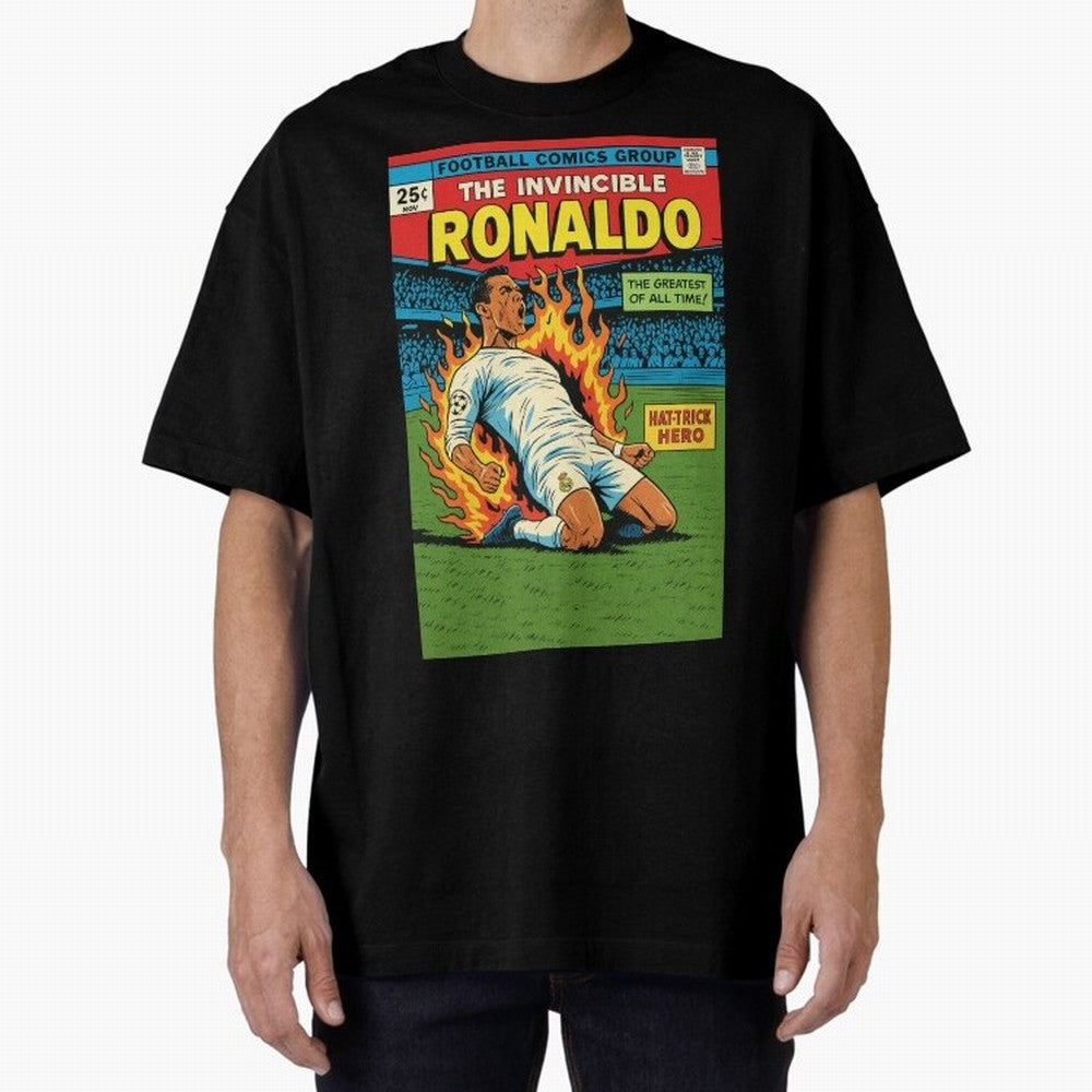CR7 Comic Oversized T-Shirt Support Iconic Players in the FIFA World Cup 2026 USA Canada Mexico Journey through Cristiano Ronaldo, Haaland and CR7 Highlights, Portugal Pride, Global Supporter Spirit, Legendary Goals, National Colors and Tournament