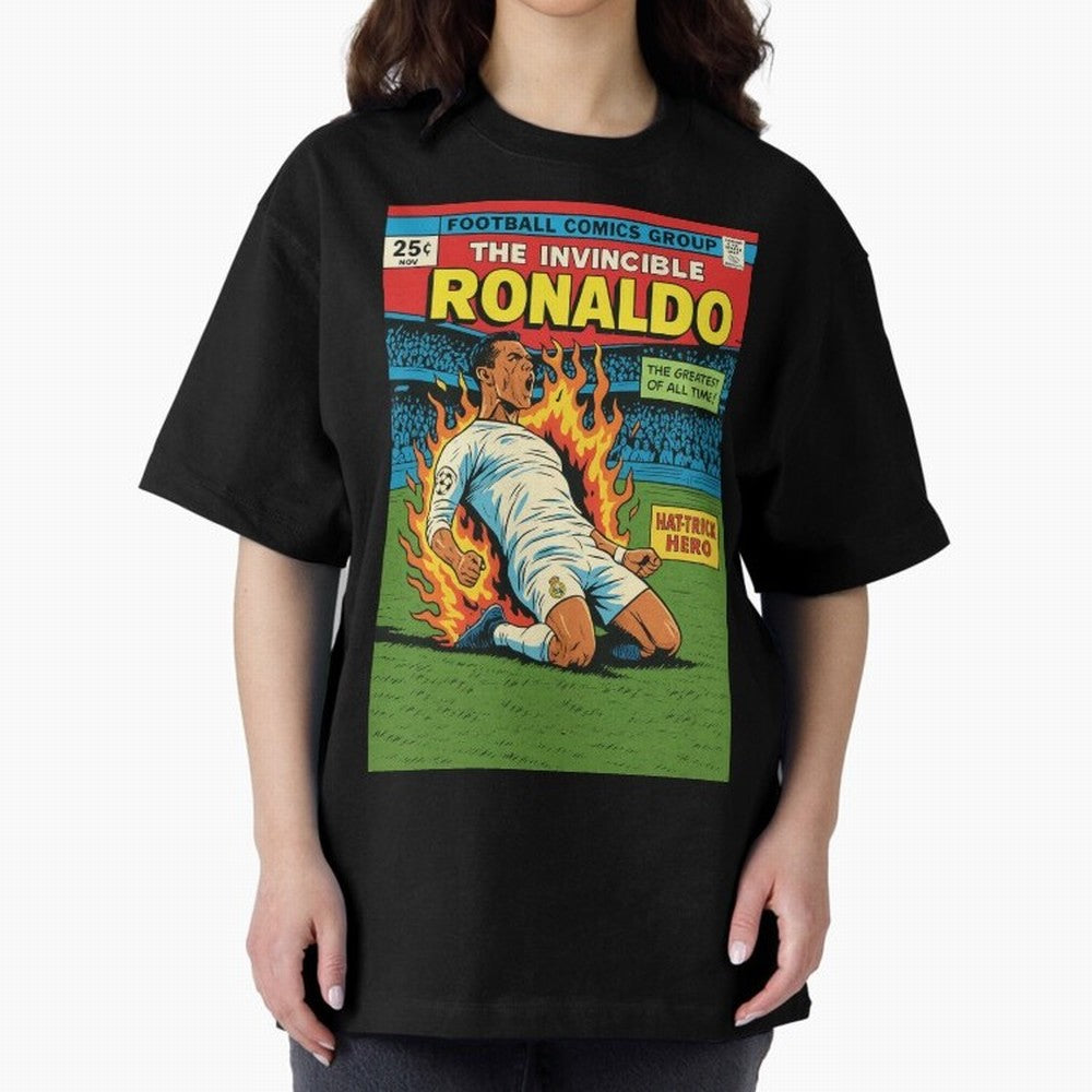 CR7 Comic Oversized T-Shirt Support Iconic Players in the FIFA World Cup 2026 USA Canada Mexico Journey through Cristiano Ronaldo, Haaland and CR7 Highlights, Portugal Pride, Global Supporter Spirit, Legendary Goals, National Colors and Tournament
