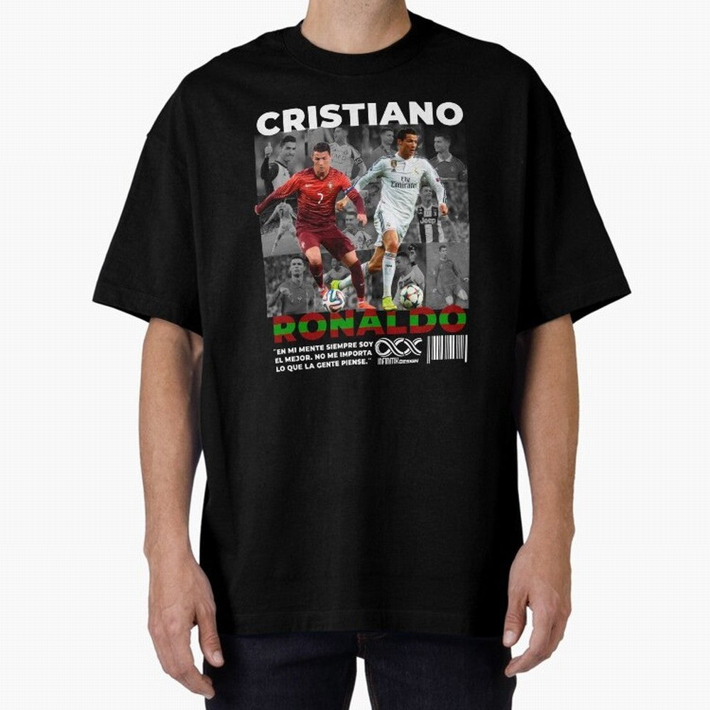 Cristiano Ronaldo Collage Oversized T-Shirt Celebrate Soccer Greatness during FIFA World Cup 2026 Spirit, Capturing Portugal, Cristiano Ronaldo, Sports Nostalgia, International Competition, Famous Players and Unforgettable Victories; Made for