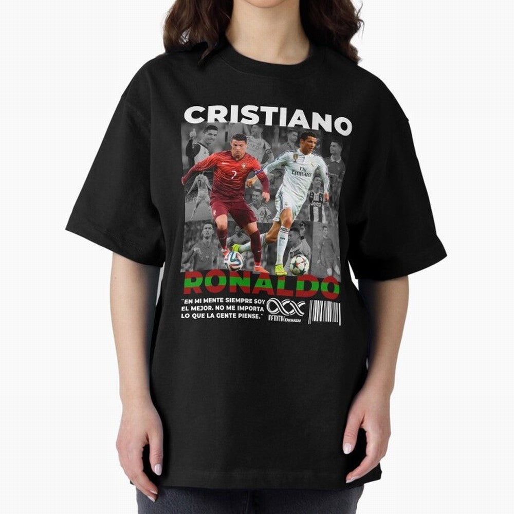 Cristiano Ronaldo Collage Oversized T-Shirt Celebrate Soccer Greatness during FIFA World Cup 2026 Spirit, Capturing Portugal, Cristiano Ronaldo, Sports Nostalgia, International Competition, Famous Players and Unforgettable Victories; Made for