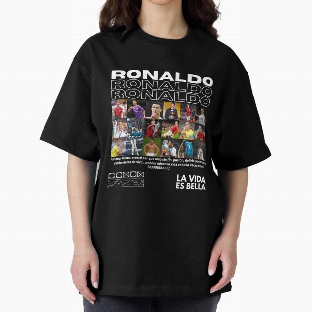 Cristiano Ronaldo CR7 Collage Oversized T-Shirt Bring a Champion Mindset to FIFA World Cup 2026 for Fans of Messi, CR7 and Mbappe and Netherlands, Bringing Stadium Chants, National Pride, Trophy Dreams and Unforgettable Football Memories; Made for