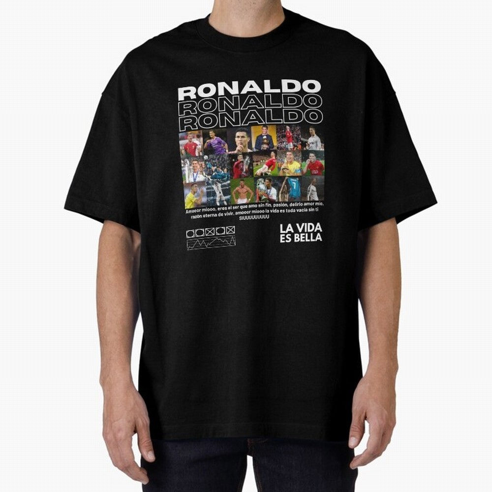 Cristiano Ronaldo CR7 Collage Oversized T-Shirt Bring a Champion Mindset to FIFA World Cup 2026 for Fans of Messi, CR7 and Mbappe and Netherlands, Bringing Stadium Chants, National Pride, Trophy Dreams and Unforgettable Football Memories; Made for