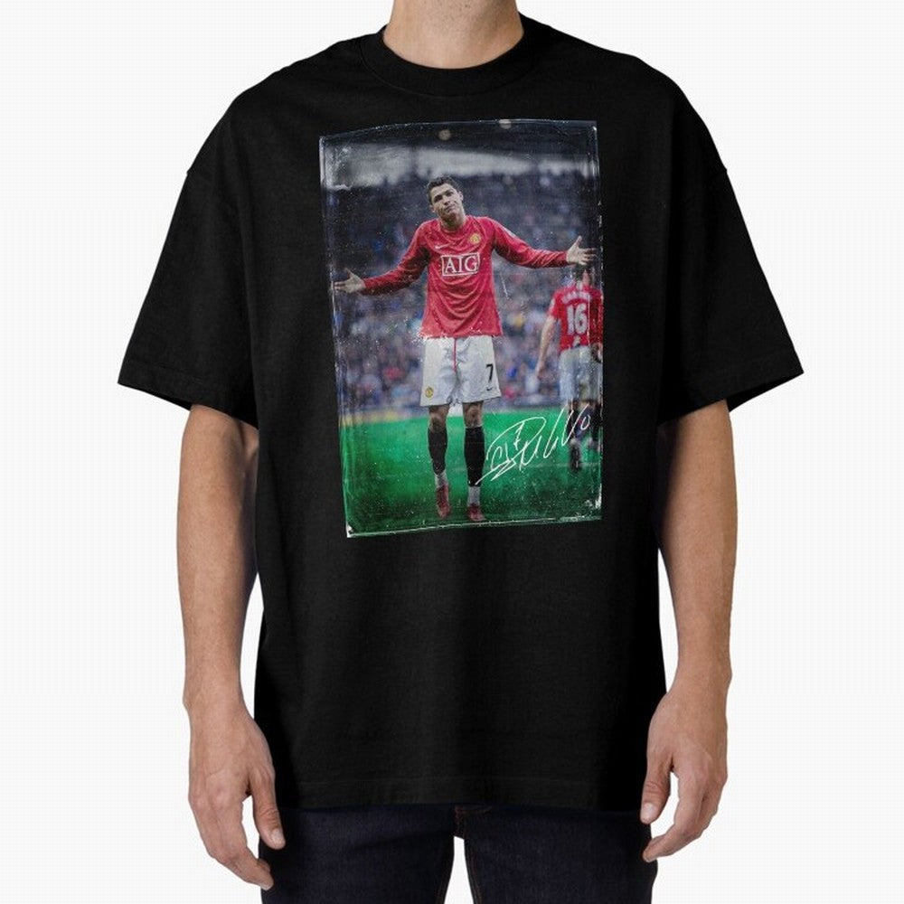 Cristiano Ronaldo Oversized T-Shirt Celebrate Fan Culture around Match Day Hype around FIFA World Cup 2026 Group Stage, Messi and Cristiano Ronaldo, Netherlands, Championship Spirit, Famous Goals, Roaring Crowds and International Football Unity;