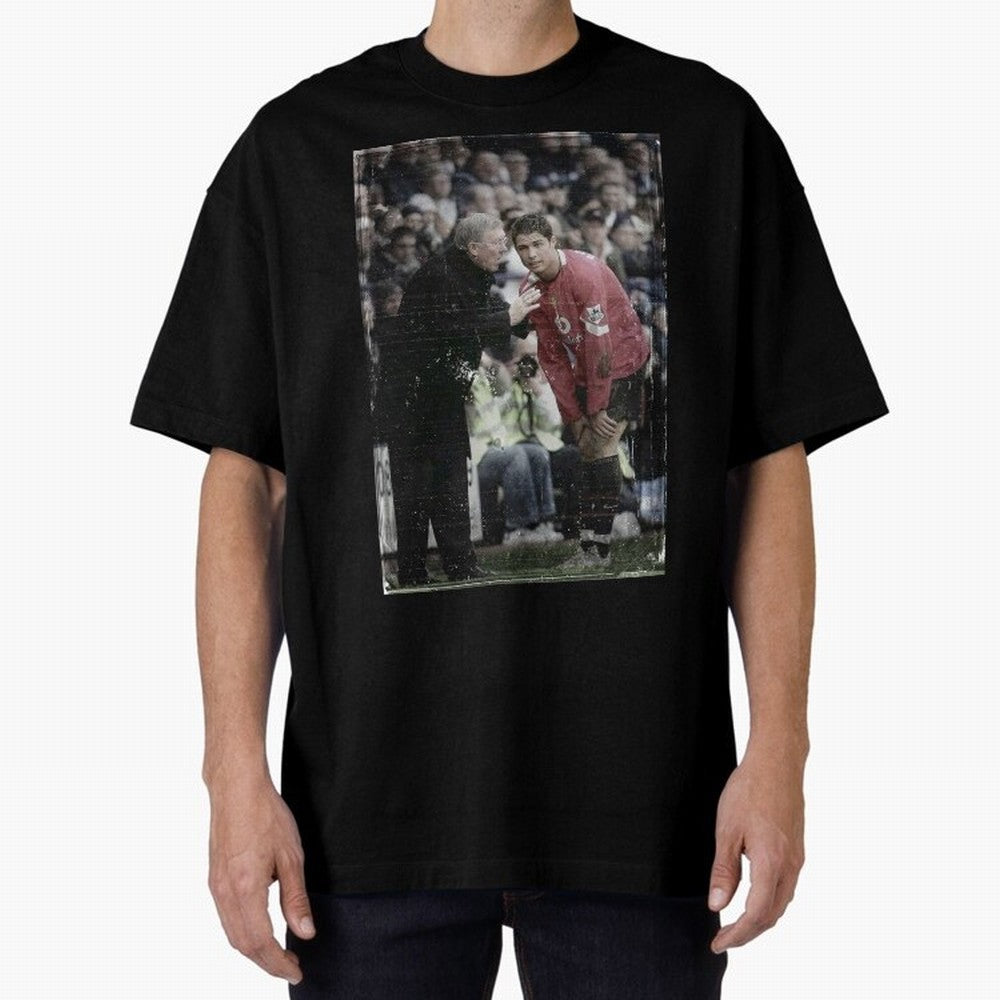Sir Alex Ferguson and Cristiano Ronaldo Oversized T-Shirt Show Support during Global Football Passion for FIFA World Cup 2026 Group Stage, Made for Haaland and Mbappe, Spain and Netherlands, Global Supporter Spirit, Legendary Goals, National Colors