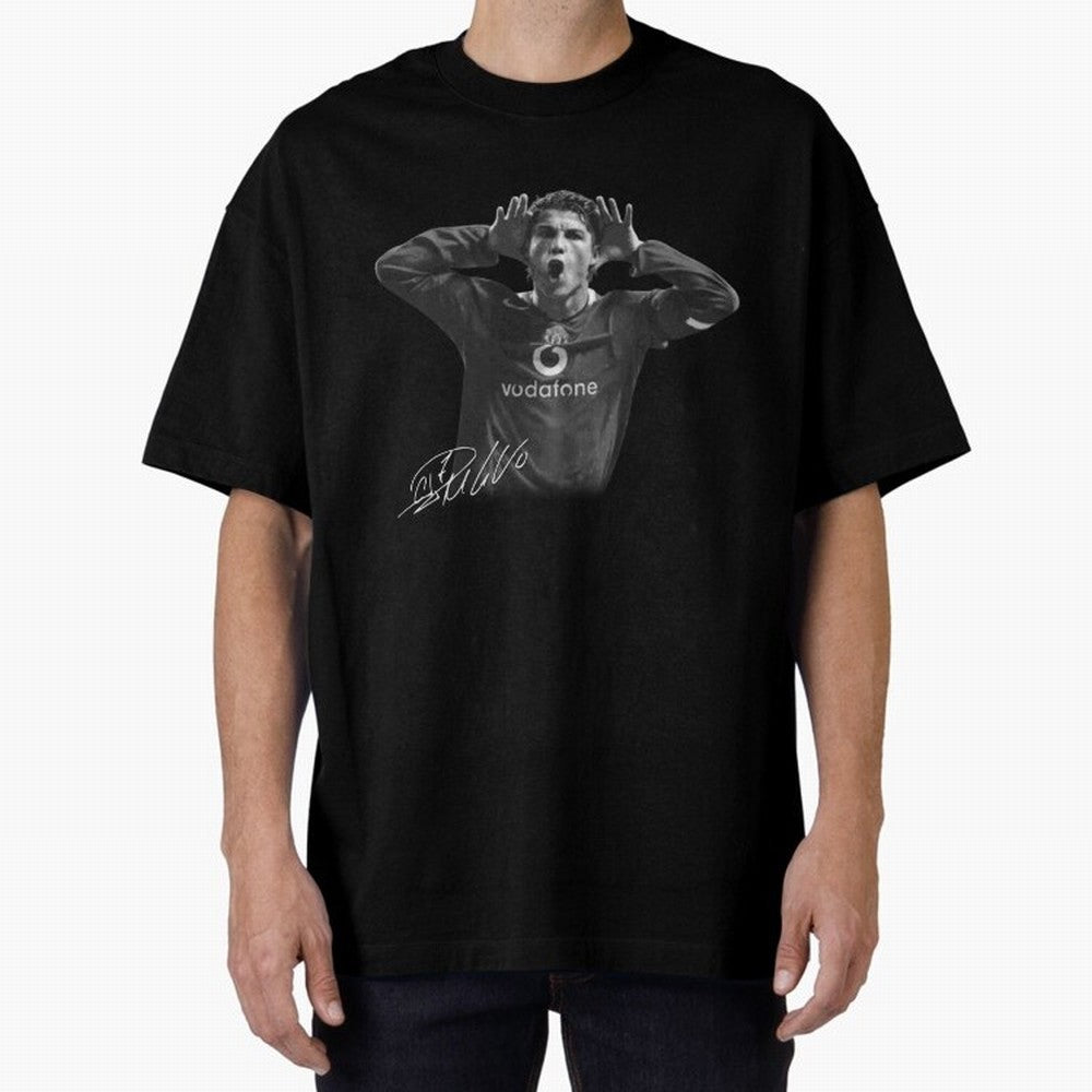 Black and White Cristiano Ronaldo T-Shirt Young Manchester Ronaldo - Celebration Oversized T-Shirt Make Game Day About FIFA World Cup 2026 USA Canada Mexico for Fans of CR7 and Argentina, Bringing Supporter Pride, Iconic Celebrations, Legendary