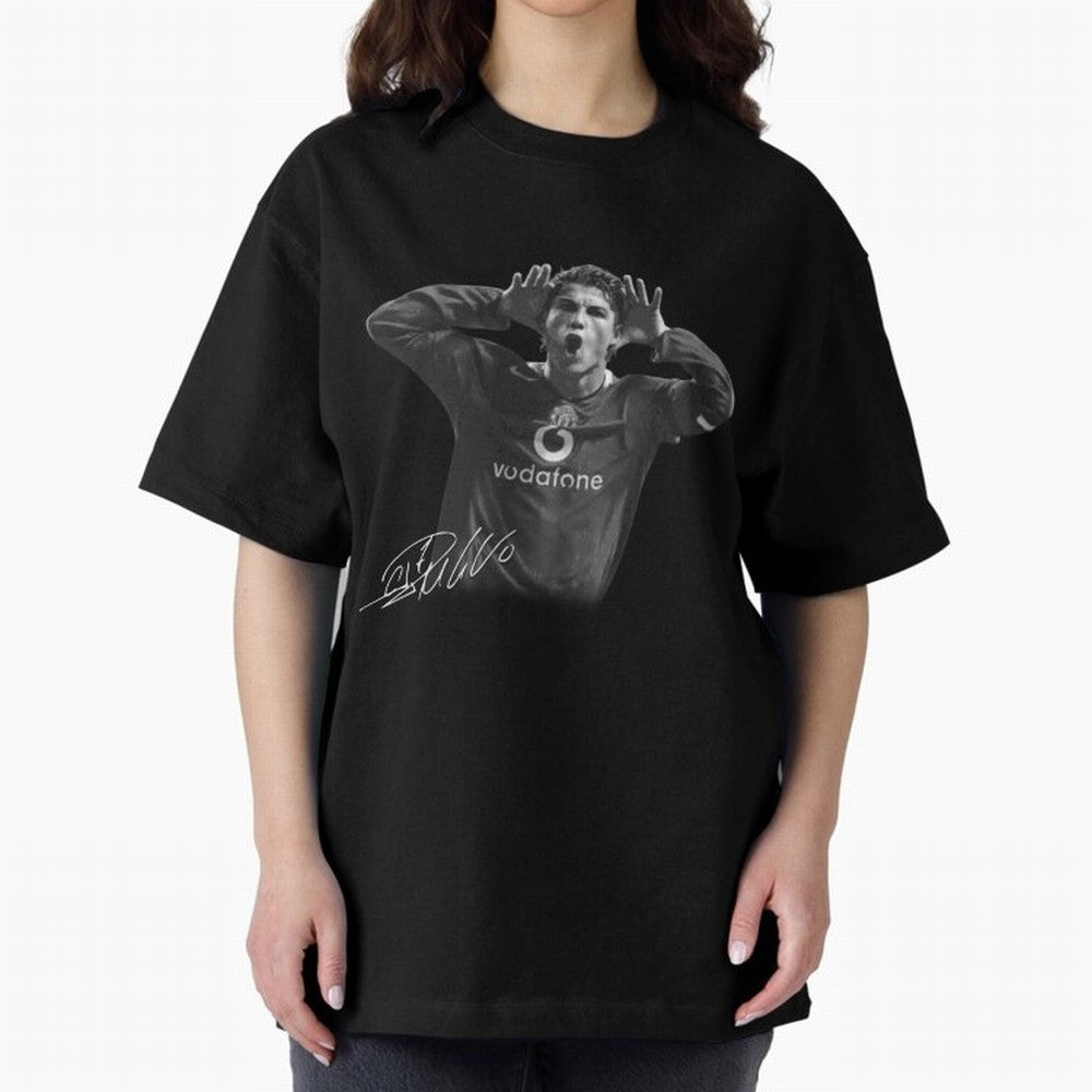 Black and White Cristiano Ronaldo T-Shirt Young Manchester Ronaldo - Celebration Oversized T-Shirt Make Game Day About FIFA World Cup 2026 USA Canada Mexico for Fans of CR7 and Argentina, Bringing Supporter Pride, Iconic Celebrations, Legendary