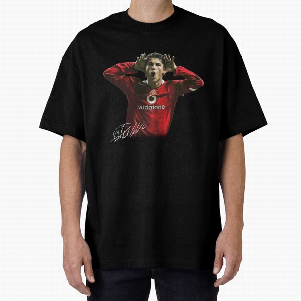 Cristiano Ronaldo T-Shirt Young Manchester Ronaldo - Celebration Oversized T-Shirt Bring Supporter Culture to Global Football Passion for FIFA World Cup 2026, Celebrating Messi, Neymar and Mbappe, Portugal, Spain and Germany, Football Passion,
