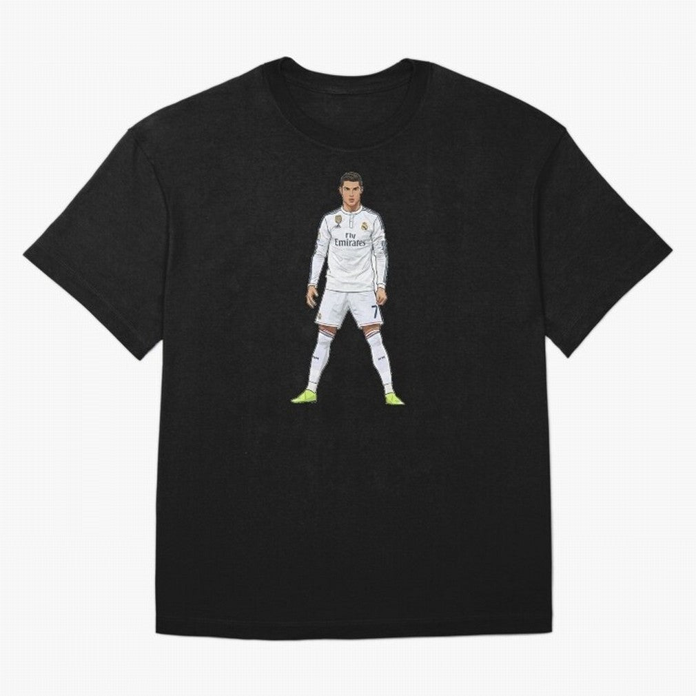 Cristiano Ronaldo at Madrid | Football Legend Oversized T-Shirt Stand with FIFA World Cup 2026 USA Canada Mexico Centered on CR7, France Energy, Tournament Hype, Historic Matchups, Family Viewing Parties and Global Sports Pride; Perfect for Fans,