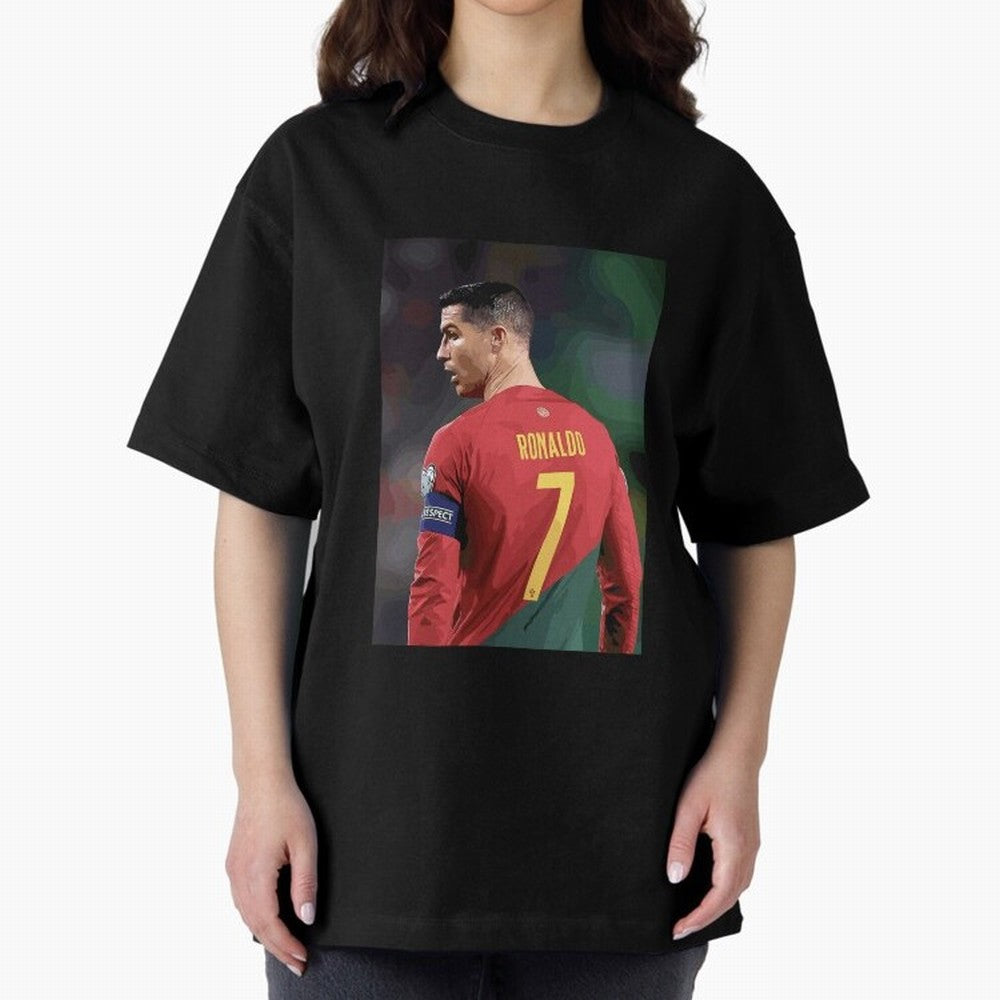 Cristiano Ronaldo Oversized T-Shirt Elevate Global Football Passion for FIFA World Cup 2026 Group Stage, Featuring Messi, CR7 and Mbappe, England, Match Day Excitement, Supporter Culture, Golden Goals and Global Football Passion; Perfect for People