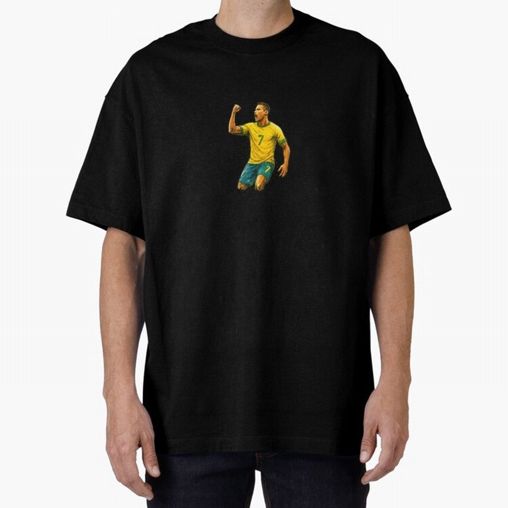 Energetic Soccer Celebration ¨C Number 7 Sketch Art Oversized T-Shirt Join Global Football Passion for FIFA World Cup 2026 Group Stage, Centered on Messi and Cristiano Ronaldo, England, Football Festival Excitement, Trophy Ambitions, Country