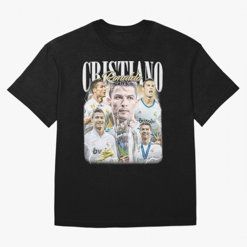 Cr7 Vintage Tribute: Soccer Legend Collage | Limited Edition Oversized T-Shirt Join the Global Buzz around Global Football Passion for FIFA World Cup 2026, Driven by Neymar, Haaland and Cristiano Ronaldo, England and Germany, Champion Mindset,