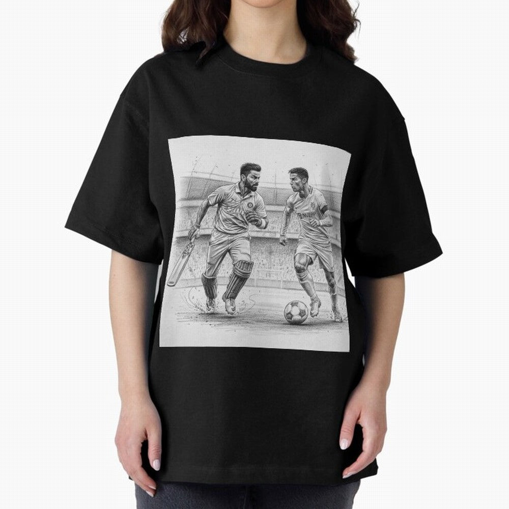 Virat Kohli and Cristiano Ronaldo Oversized T-Shirt Mark Global Football Passion for FIFA World Cup 2026, Capturing Cristiano Ronaldo, England and Germany, Classic Soccer Heritage, Championship Pressure, Fan Loyalty and International Pride; Great