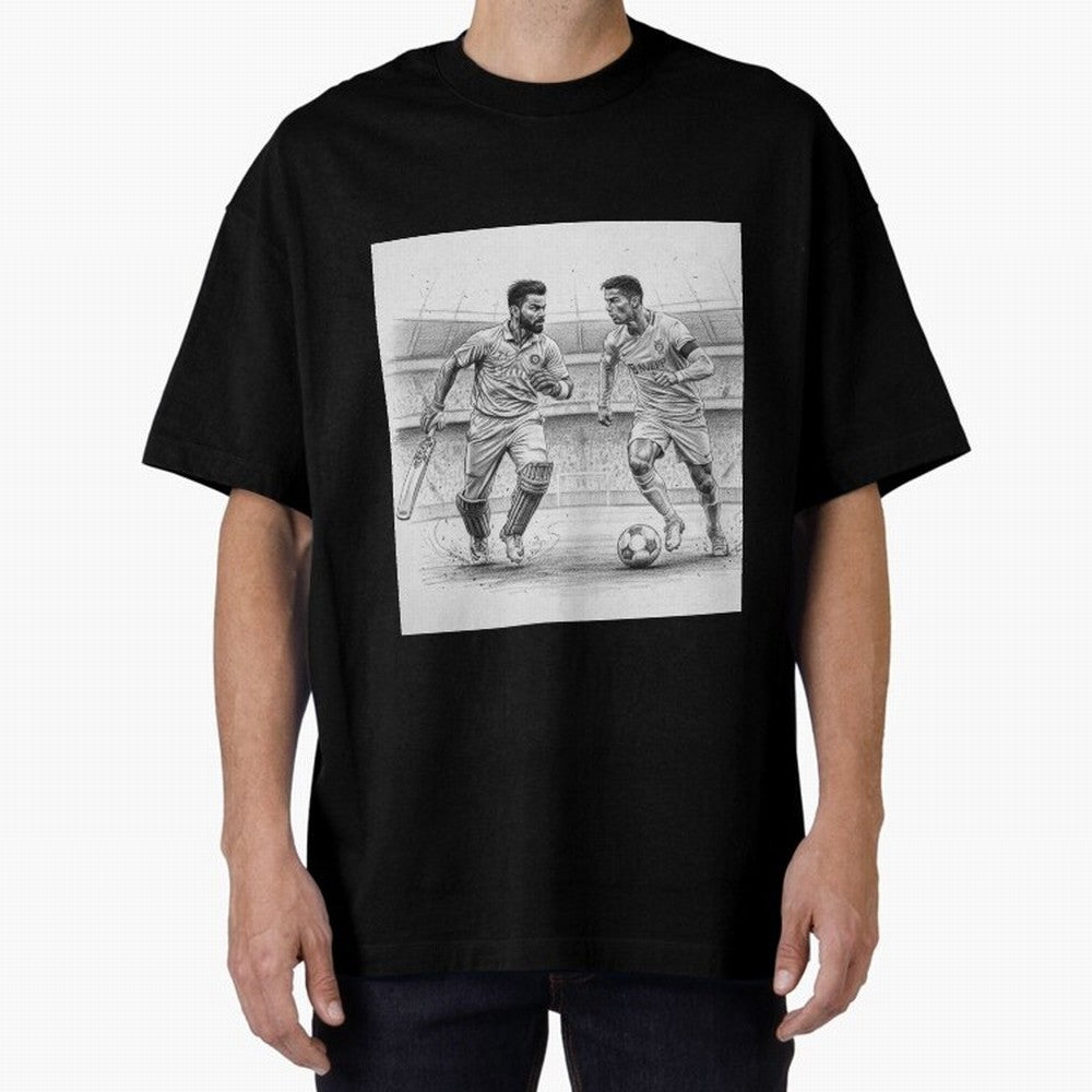 Virat Kohli and Cristiano Ronaldo Oversized T-Shirt Mark Global Football Passion for FIFA World Cup 2026, Capturing Cristiano Ronaldo, England and Germany, Classic Soccer Heritage, Championship Pressure, Fan Loyalty and International Pride; Great