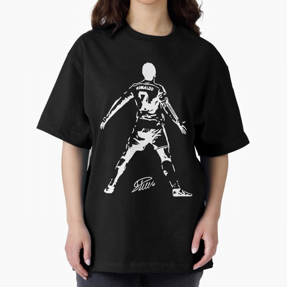 Retro Football Player Celebration Silhouette Artwork For Men And Gift For Soccer Fans Oversized T-Shirt Remember FIFA World Cup 2026 Spirit, Featuring England, Cristiano Ronaldo, Stadium Chants, National Pride, Trophy Dreams and Unforgettable