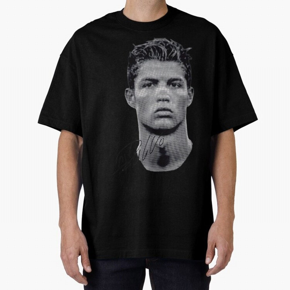 Retro Football Legend Portrait Illustration For Men And Gift For Soccer Fans Oversized T-Shirt Embrace Match Day Hype around FIFA World Cup 2026 Group Stage, Messi, Neymar and Mbappe, Spain, Classic Soccer Heritage, Championship Pressure, Fan
