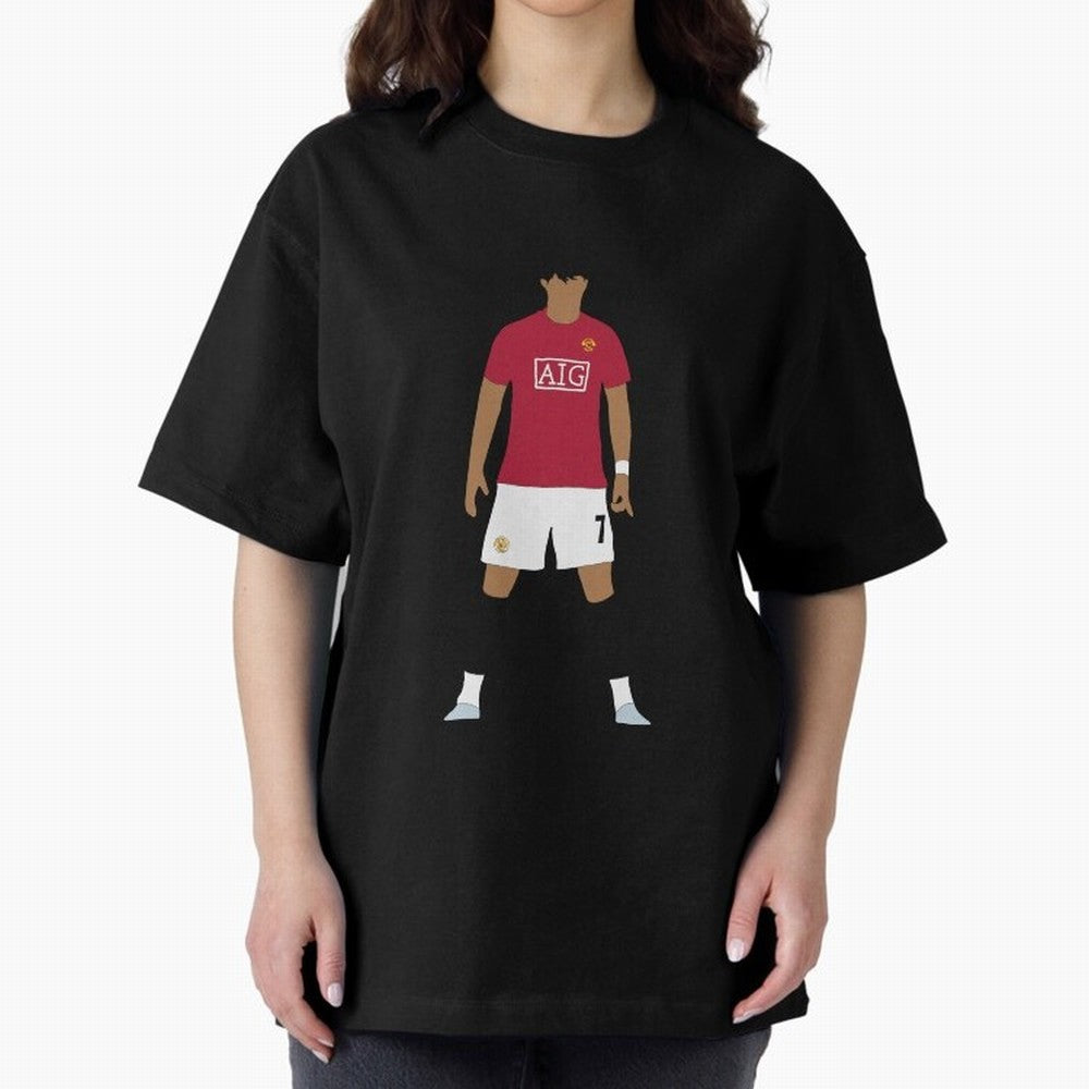 Cristiano Ronaldo Iconic Stance Fan Art Oversized T-Shirt Bring FIFA World Cup 2026 Capturing Messi, CR7 and Mbappe, England Energy, Vintage Soccer Flavor, Modern Football Stars, National Flags and Final Night Emotion; Great for Supporters Who Love