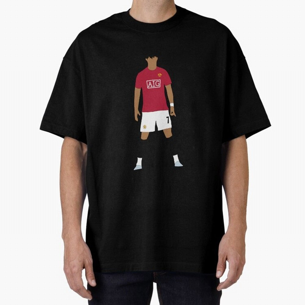 Cristiano Ronaldo Iconic Stance Fan Art Oversized T-Shirt Bring FIFA World Cup 2026 Capturing Messi, CR7 and Mbappe, England Energy, Vintage Soccer Flavor, Modern Football Stars, National Flags and Final Night Emotion; Great for Supporters Who Love