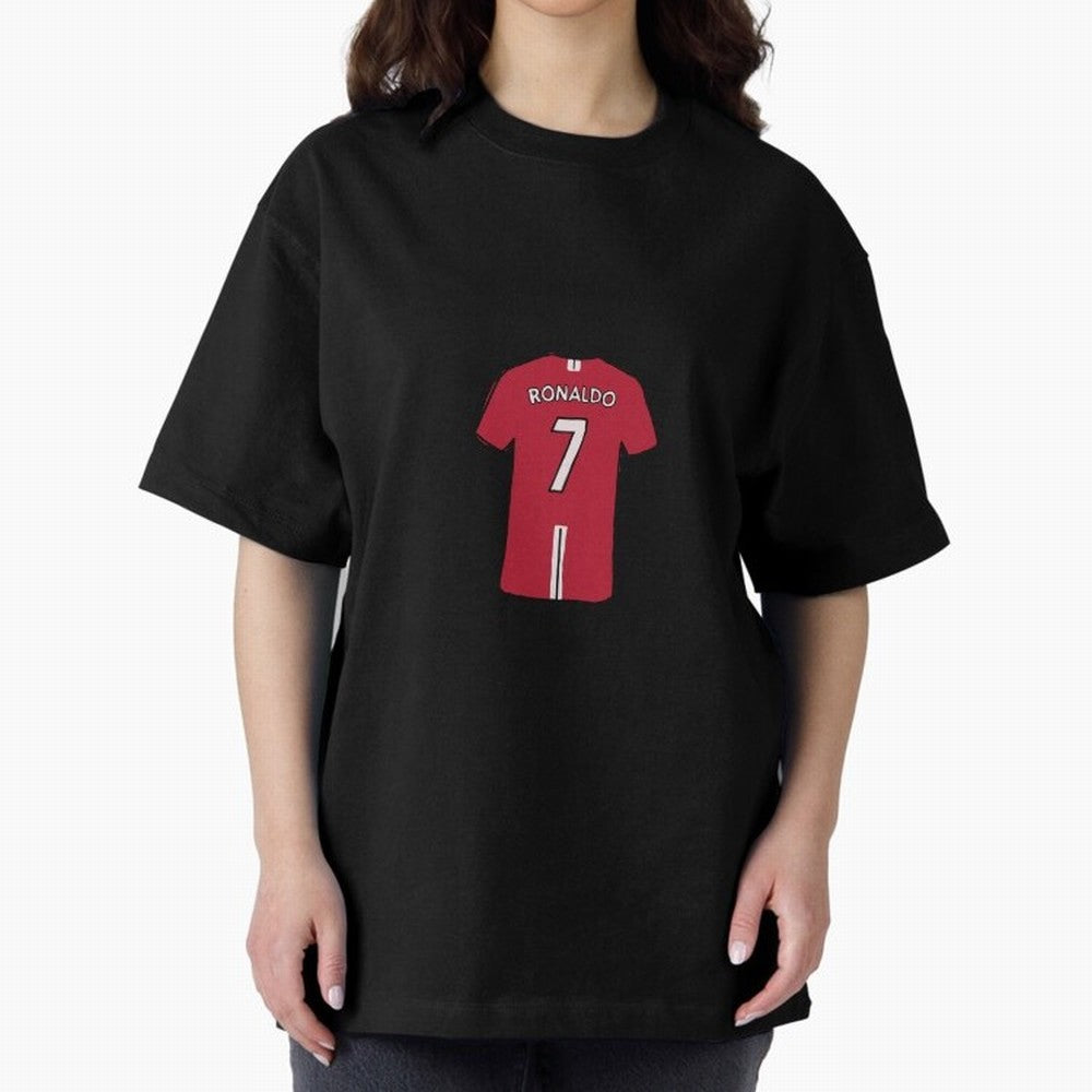 Cristiano Ronaldo Number 7 Jersey Illustration Oversized T-Shirt Show Match Day Excitement for Global Football Passion for FIFA World Cup 2026, Made for CR7, Argentina, France and Brazil, Match Day Excitement, Supporter Culture, Golden Goals and