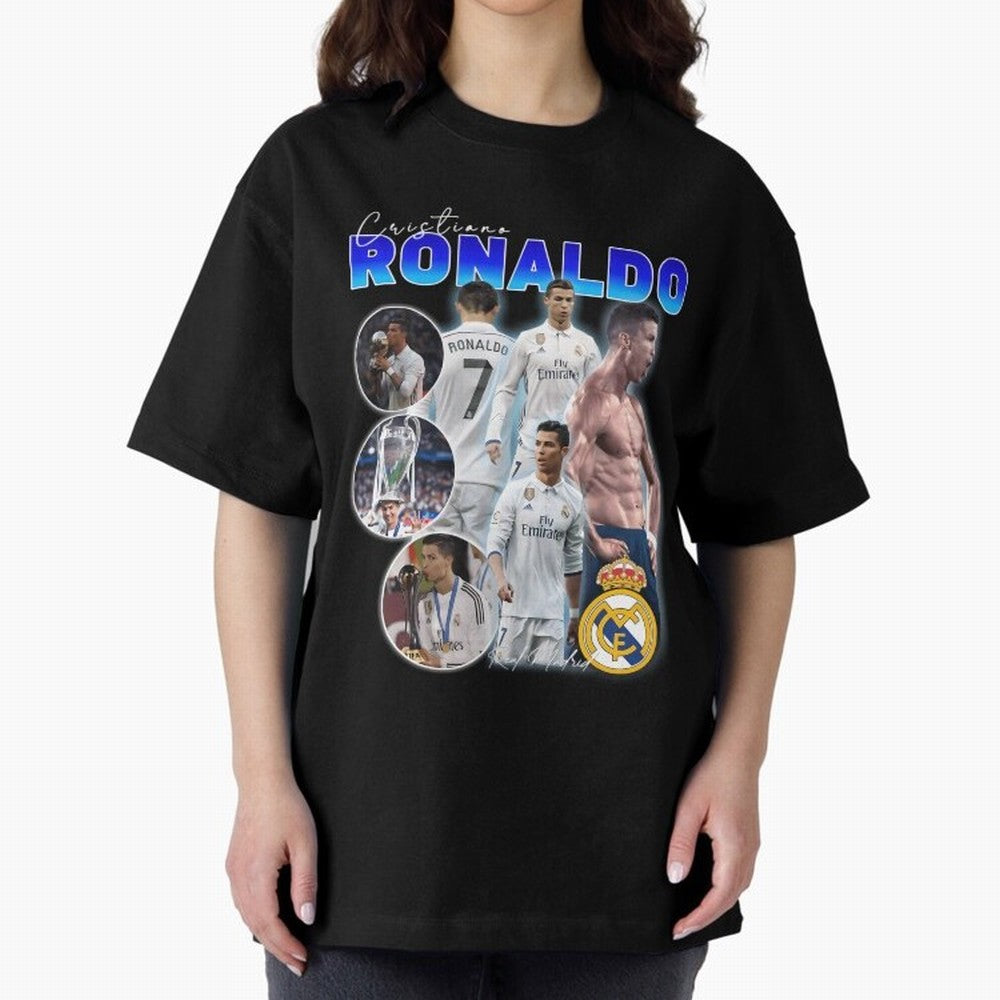 CR7 Real Madrid Poster ¨C For Football Fans and Gift For Ronaldo Supporters Oversized T-Shirt Capture FIFA World Cup 2026 USA Canada Mexico Highlighting Haaland and Mbappe, Portugal Energy, Supporter Pride, Iconic Celebrations, Legendary Names and