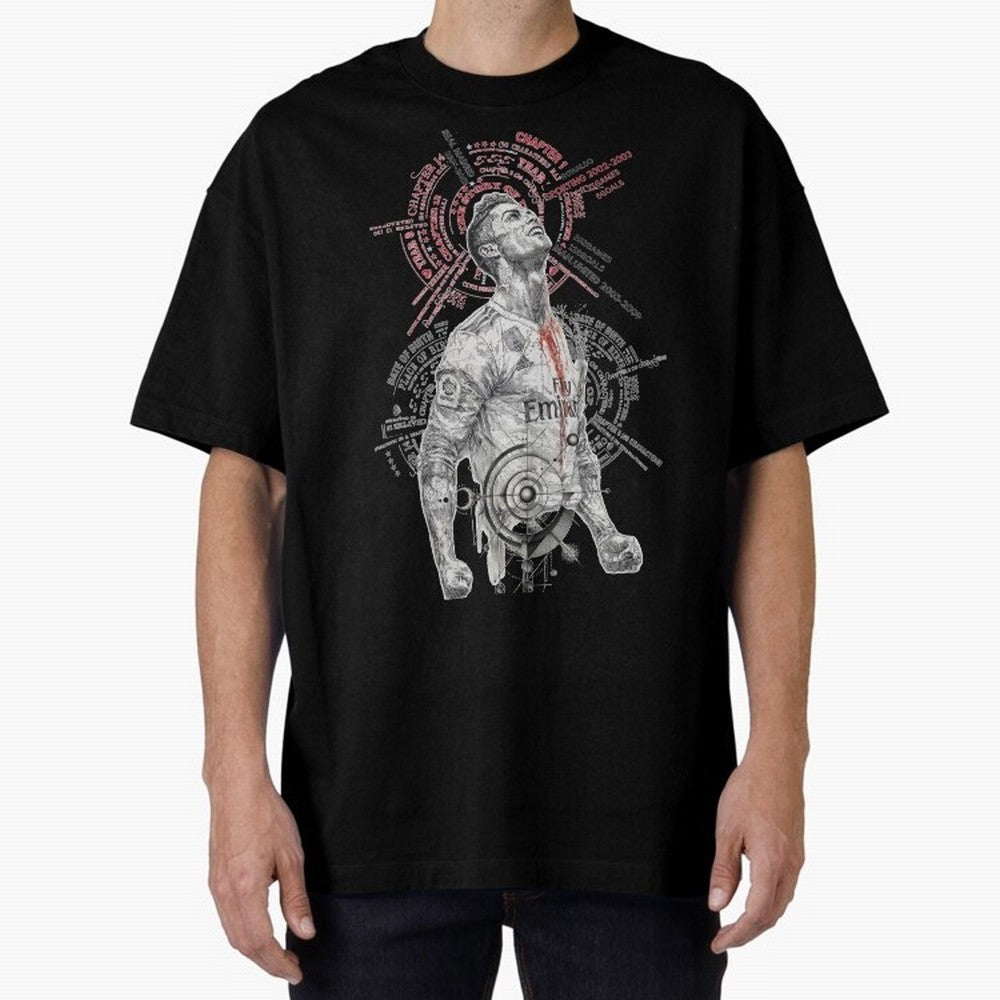 Cristiano Ronaldo Football Playmaker Oversized T-Shirt Cheer through Every Moment of the FIFA World Cup 2026 Group Stage Journey through Neymar Highlights, France and Portugal Pride, Vintage Soccer Flavor, Modern Football Stars, National Flags and