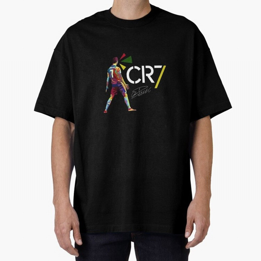 Cr7 Cristiano Ronaldo Signature Classic Oversized T-Shirt Celebrate the Road through Match Day Hype around FIFA World Cup 2026, Haaland and Mbappe, Brazil, Vintage Soccer Flavor, Modern Football Stars, National Flags and Final Night Emotion;