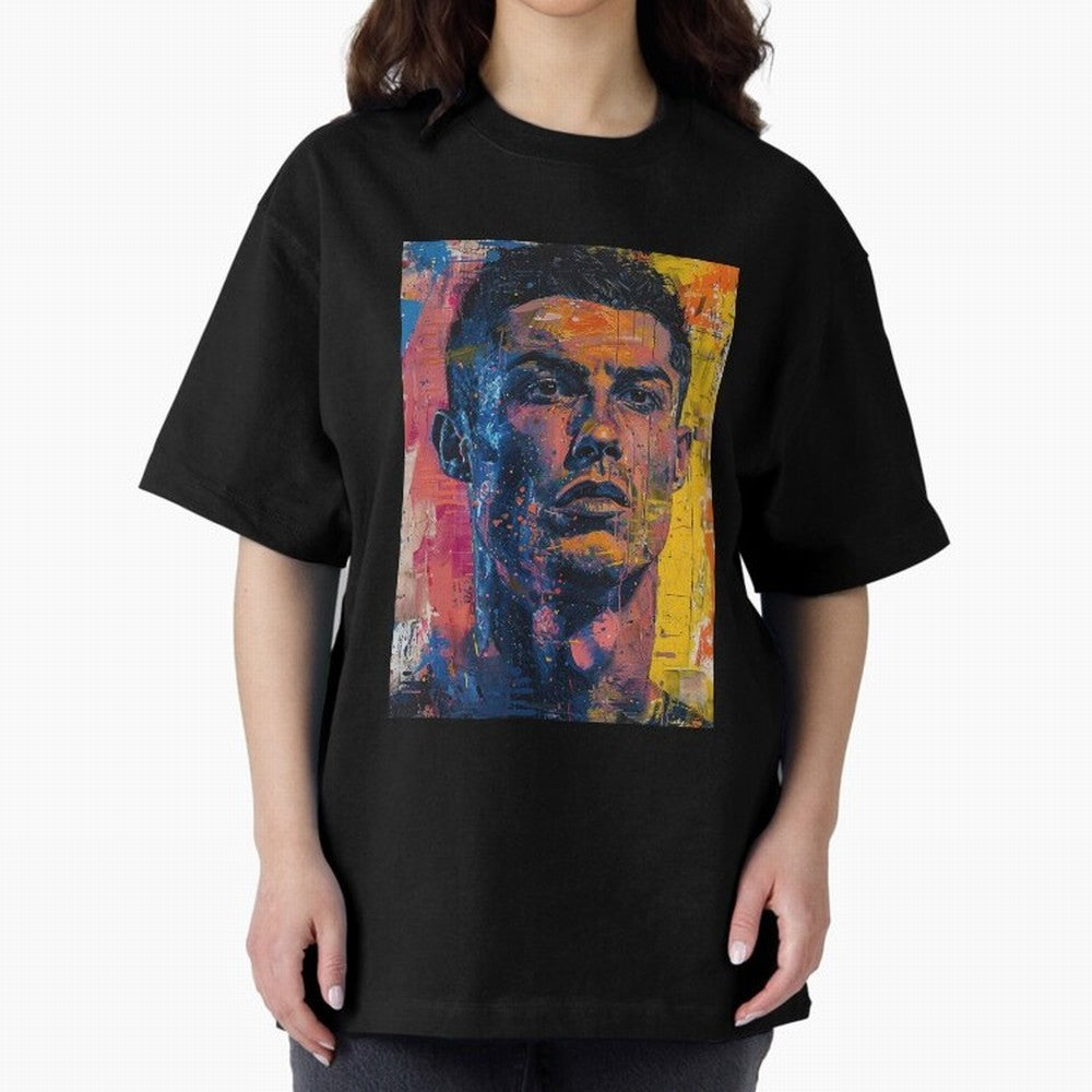 Cristiano Ronaldo illustration Oversized T-Shirt Back Your Heroes with FIFA World Cup 2026 for Fans of Messi, CR7 and Mbappe and Portugal, Spain and Germany, Bringing Football Festival Excitement, Trophy Ambitions, Country Rivalries and Star Player