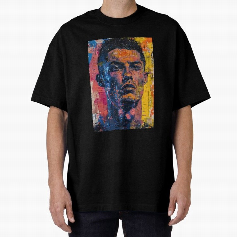 Cristiano Ronaldo illustration Oversized T-Shirt Back Your Heroes with FIFA World Cup 2026 for Fans of Messi, CR7 and Mbappe and Portugal, Spain and Germany, Bringing Football Festival Excitement, Trophy Ambitions, Country Rivalries and Star Player